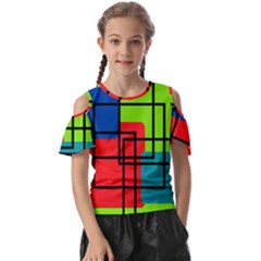 Colorful Rectangle Boxes Kids  Butterfly Cutout Tee