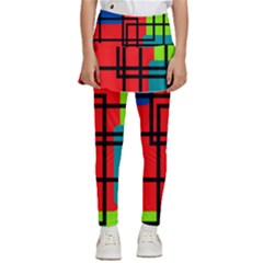 Colorful Rectangle Boxes Kids  Skirted Pants