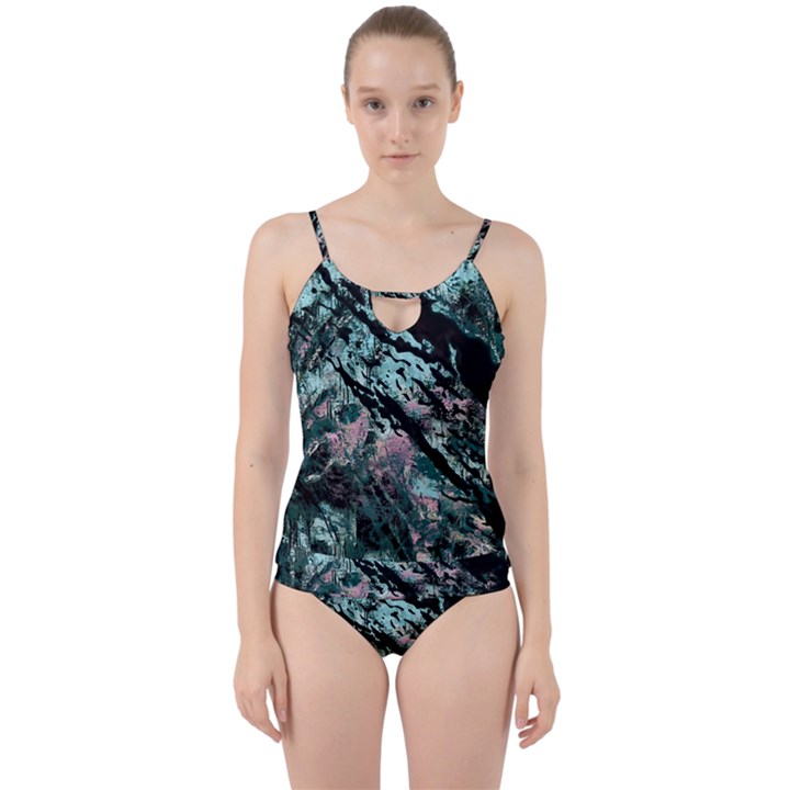 Shallow Water Cut Out Top Tankini Set