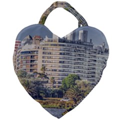 Urban Coastal Scene, Montevideo Uruguay Giant Heart Shaped Tote by dflcprintsclothing