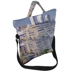 Urban Coastal Scene, Montevideo Uruguay Fold Over Handle Tote Bag by dflcprintsclothing