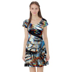 Rainbow Vortex Short Sleeve Skater Dress by MRNStudios