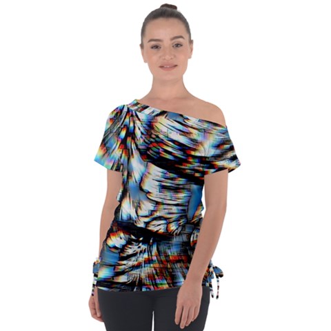 Rainbow Vortex Off Shoulder Tie-up Tee by MRNStudios