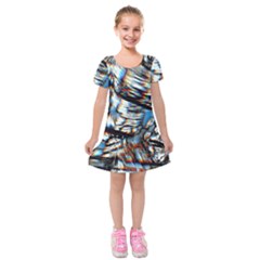 Rainbow Vortex Kids  Short Sleeve Velvet Dress by MRNStudios