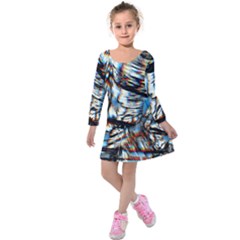 Rainbow Vortex Kids  Long Sleeve Velvet Dress by MRNStudios