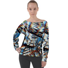 Rainbow Vortex Off Shoulder Long Sleeve Velour Top by MRNStudios