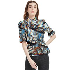 Rainbow Vortex Frill Neck Blouse