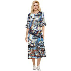 Rainbow Vortex Double Cuff Midi Dress by MRNStudios