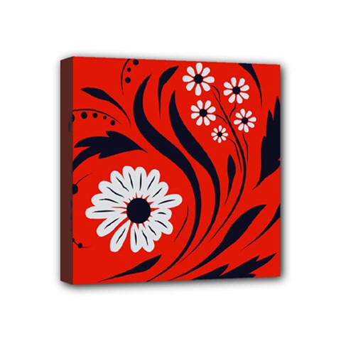 Folk Floral Art Print  Flowers Abstract Art  Poster  Mini Canvas 4  X 4  (stretched) by Eskimos