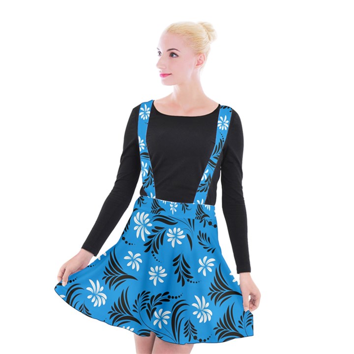 Folk flowers art pattern Floral  surface design  Seamless pattern Suspender Skater Skirt