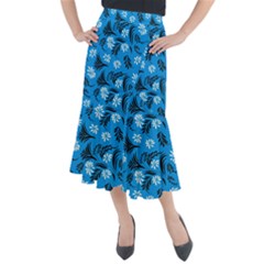 Folk Flowers Art Pattern Floral  Surface Design  Seamless Pattern Midi Mermaid Skirt by Eskimos