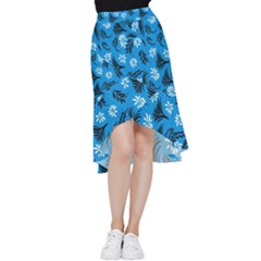 Folk Flowers Art Pattern Floral  Surface Design  Seamless Pattern Frill Hi Low Chiffon Skirt