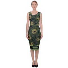 Folk Flowers Art Pattern Floral  Surface Design  Seamless Pattern Sleeveless Pencil Dress