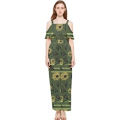 Folk Flowers Art Pattern Floral  Surface Design  Seamless Pattern Draped Sleeveless Chiffon Jumpsuit