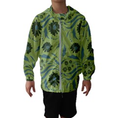 Folk Flowers Art Pattern Kids  Hooded Windbreaker by Eskimos