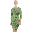 Folk flowers art pattern Quarter Sleeve Hood Bodycon Dress View1