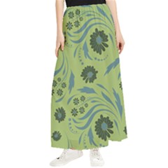 Folk Flowers Art Pattern Maxi Chiffon Skirt