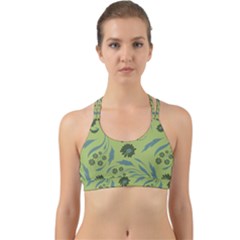 Folk Flowers Art Pattern Back Web Sports Bra by Eskimos