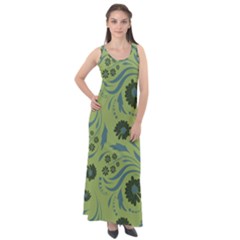 Folk Flowers Art Pattern Sleeveless Velour Maxi Dress by Eskimos