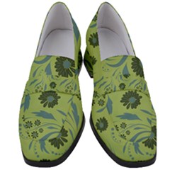 Folk Flowers Art Pattern Women s Chunky Heel Loafers by Eskimos