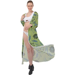 Folk Flowers Art Pattern Maxi Chiffon Beach Wrap by Eskimos