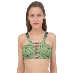 Folk Flowers Art Pattern Cage Up Bikini Top by Eskimos