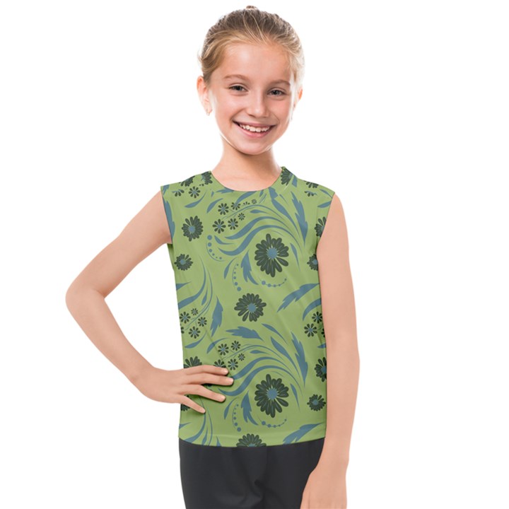 Folk flowers art pattern Kids  Mesh Tank Top