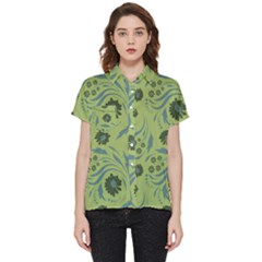 Folk Flowers Art Pattern Short Sleeve Pocket Shirt by Eskimos