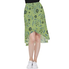 Folk Flowers Art Pattern Frill Hi Low Chiffon Skirt