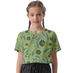 Folk Flowers Art Pattern Kids  Basic Tee by Eskimos