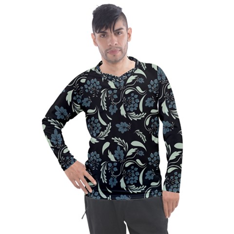 Folk Flowers Art Pattern Men s Pique Long Sleeve Tee by Eskimos