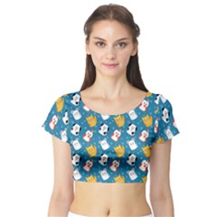 Funny Pets Short Sleeve Crop Top by SychEva