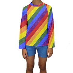 Lgbt Pride Motif Flag Pattern 1 Kids  Long Sleeve Swimwear