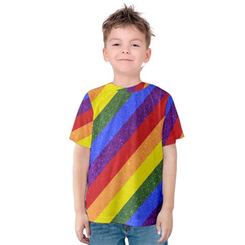 Lgbt Pride Motif Flag Pattern 1 Kids  Cotton Tee by dflcprintsclothing