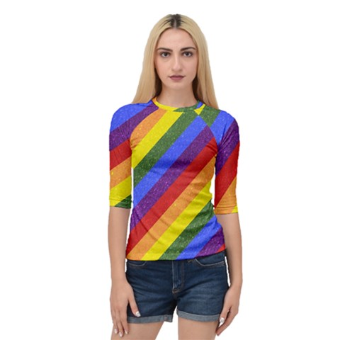 Lgbt Pride Motif Flag Pattern 1 Quarter Sleeve Raglan Tee by dflcprintsclothing