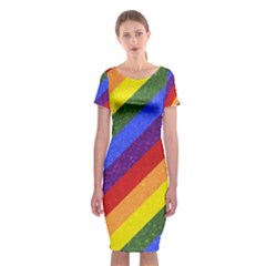 Lgbt Pride Motif Flag Pattern 1 Classic Short Sleeve Midi Dress