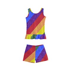 Lgbt Pride Motif Flag Pattern 1 Kids  Boyleg Swimsuit