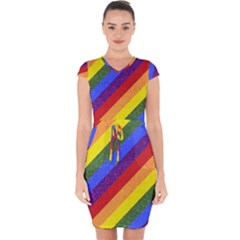 Lgbt Pride Motif Flag Pattern 1 Capsleeve Drawstring Dress  by dflcprintsclothing