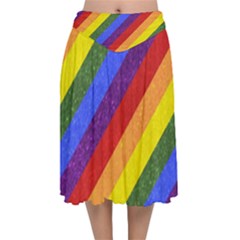 Lgbt Pride Motif Flag Pattern 1 Velvet Flared Midi Skirt