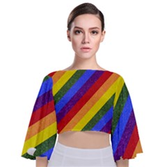 Lgbt Pride Motif Flag Pattern 1 Tie Back Butterfly Sleeve Chiffon Top by dflcprintsclothing