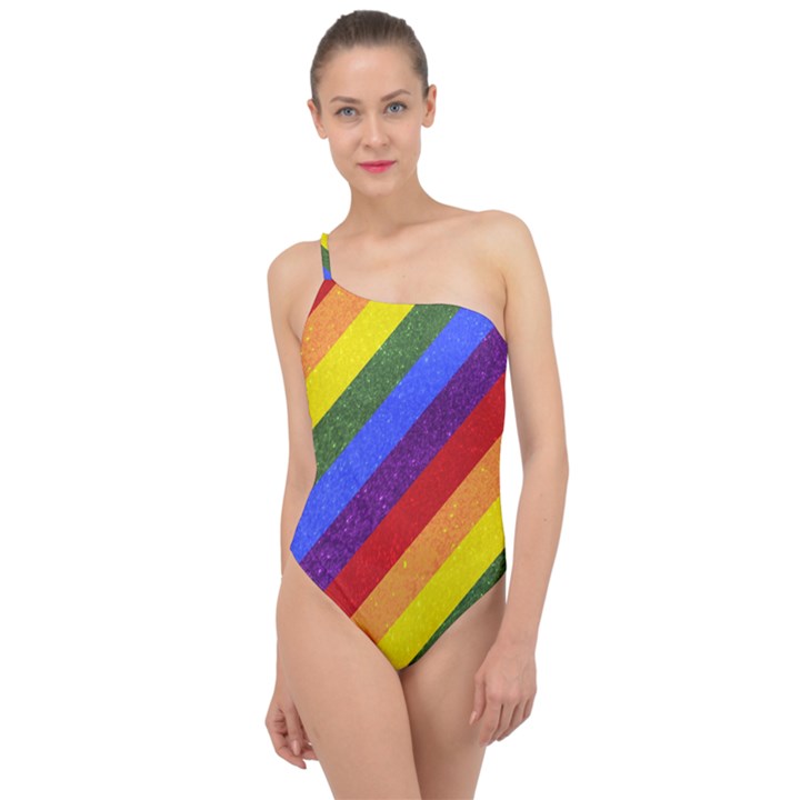 Lgbt Pride Motif Flag Pattern 1 Classic One Shoulder Swimsuit