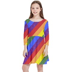 Lgbt Pride Motif Flag Pattern 1 Kids  Quarter Sleeve Skater Dress by dflcprintsclothing