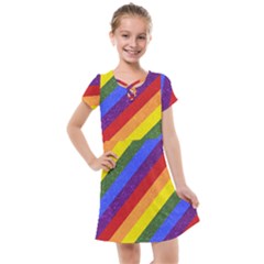 Lgbt Pride Motif Flag Pattern 1 Kids  Cross Web Dress by dflcprintsclothing