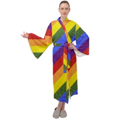 Lgbt Pride Motif Flag Pattern 1 Maxi Velour Kimono by dflcprintsclothing