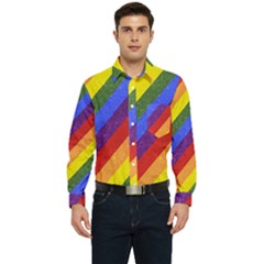 Lgbt Pride Motif Flag Pattern 1 Men s Long Sleeve Pocket Shirt 