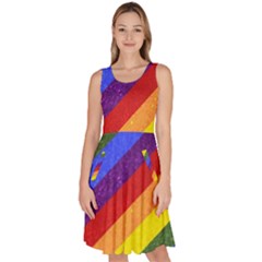 Lgbt Pride Motif Flag Pattern 1 Knee Length Skater Dress With Pockets by dflcprintsclothing