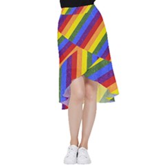 Lgbt Pride Motif Flag Pattern 1 Frill Hi Low Chiffon Skirt