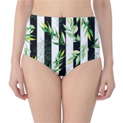 Minimal Stripes Pattern Classic High-waist Bikini Bottoms by designsbymallika