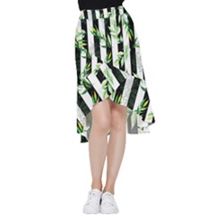 Minimal Stripes Pattern Frill Hi Low Chiffon Skirt