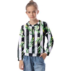 Minimal Stripes Pattern Kids  Long Sleeve Tee With Frill 